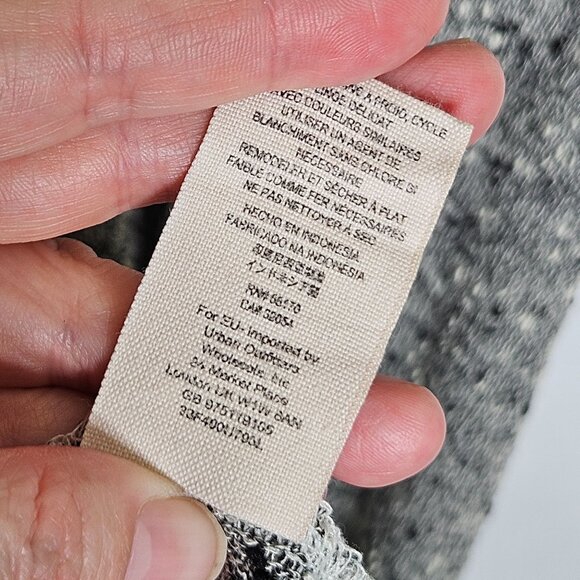 We The Free By Free People‎ Gray & Green Open Knit Asymmetrical Dress Size L - Picture 6 of 9